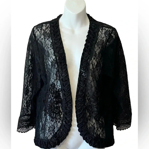 Lauren Michelle | Open-Front Lace Cardigan - Picture 1 of 3